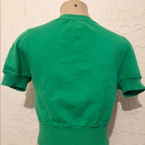 Green Cropped cardigan shrug * sweater * medium - Picture 3 of 4